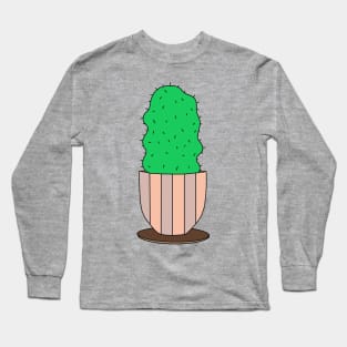 Cute Cactus Design #123: Curvy Cactus In A Natural Colored Pot Long Sleeve T-Shirt